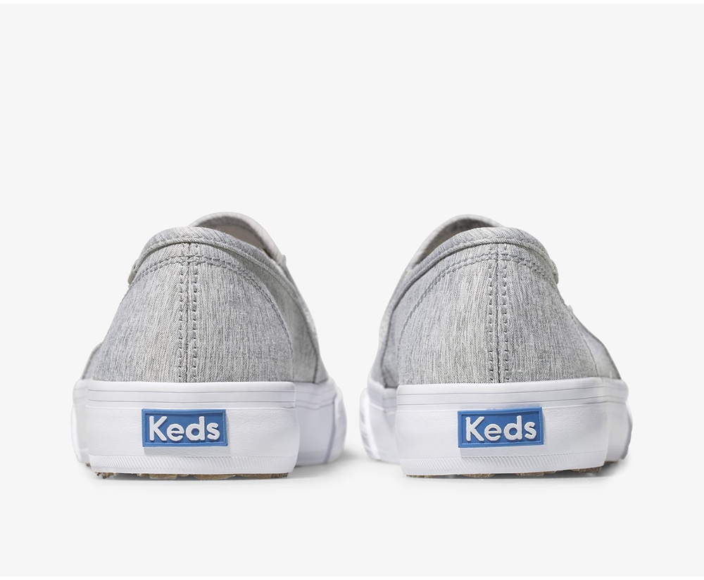 Slip Ons Keds Mujer Gris - Double Decker Heathered Woven - 182-ZRHBIC